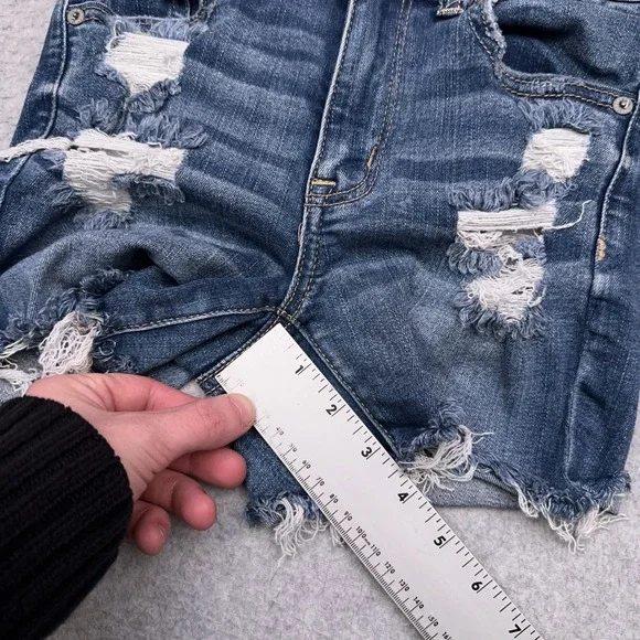 American Eagle Denim Jean Shorts Women's 0‎ Hi-Rise Shortie Distressed Stretch - Picture 7 of 10